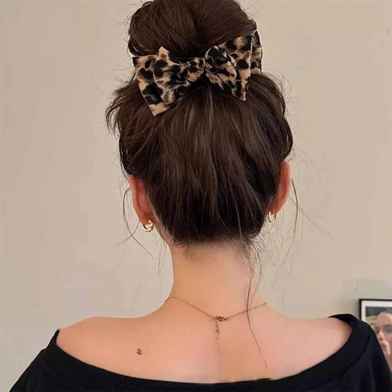 1pc Vintage Leopard Print Bow Premium Hair Grab Hair Accessory Is Suitable for Women To Wear
