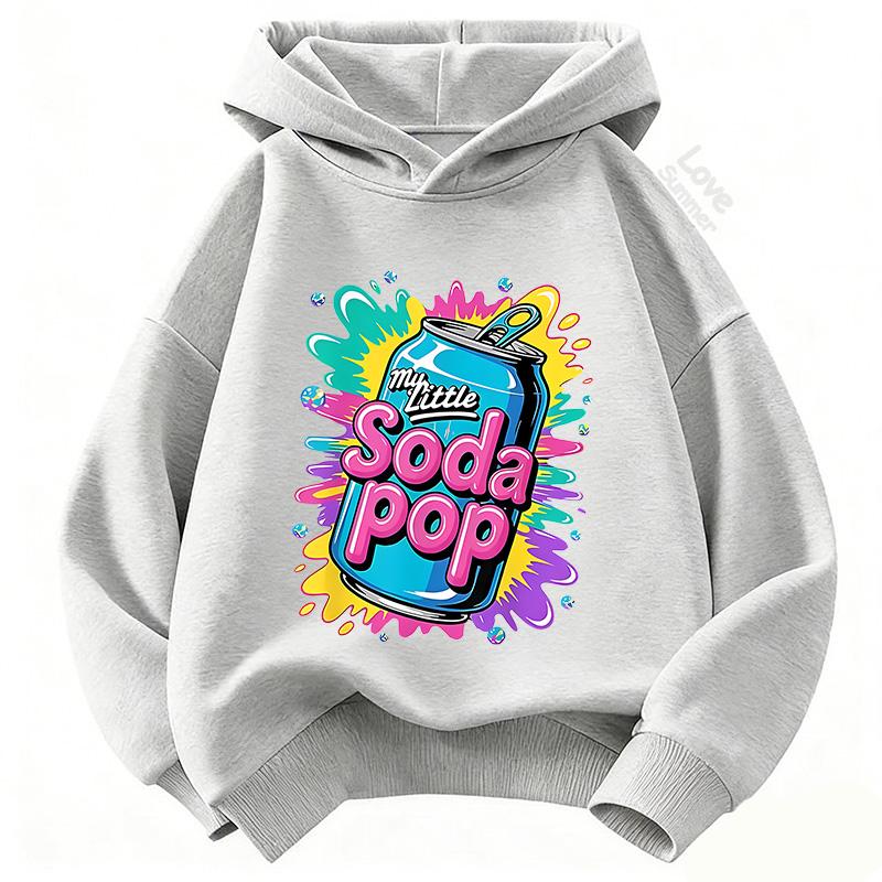 2026 4 To 14 Yrs Woman's Hoodies Spring Fashion Hoodie Print MyLittle Soda Pop Casual Long-Sleeve Thin Pullover