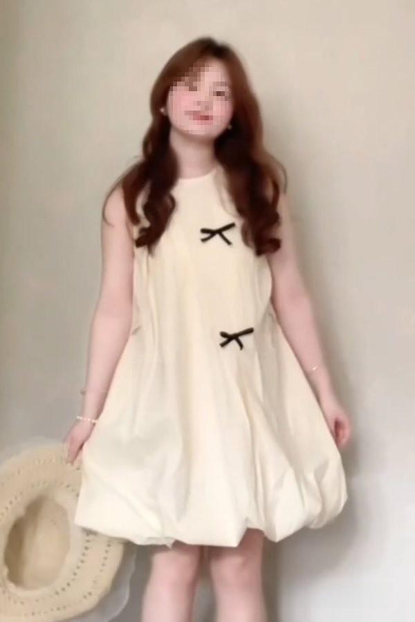 French Sweet Bowknot Sleeveless Dress With Knit Fabric For Summer Casual Wear