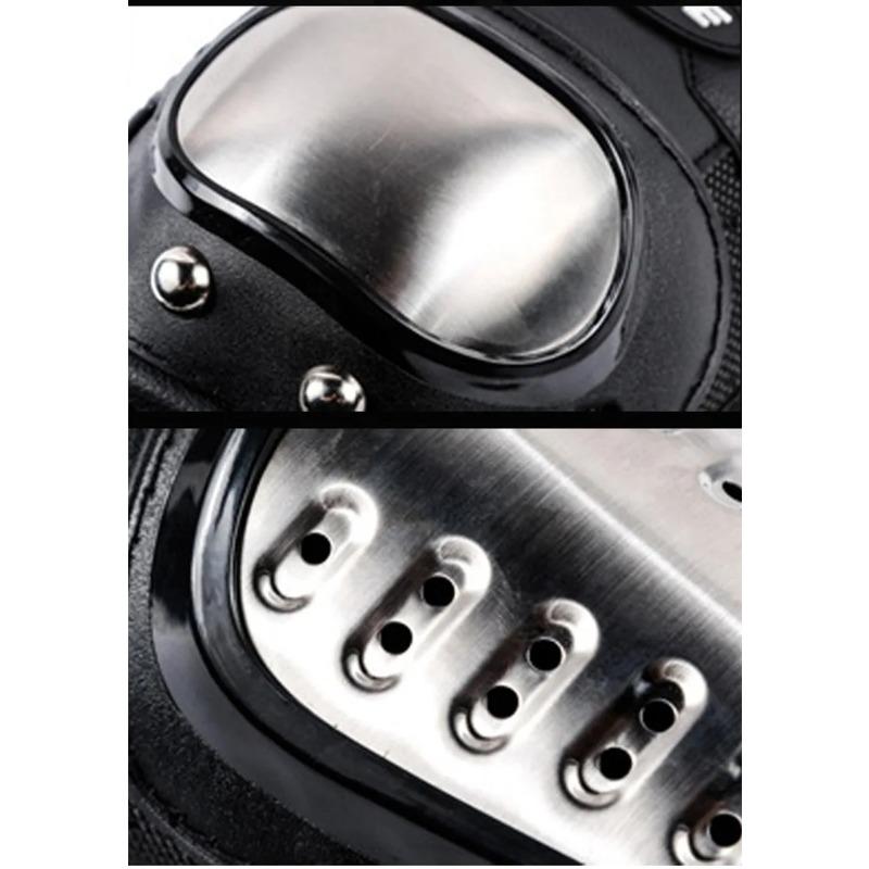 4 pezzi/set ginocchiere per moto in acciaio inox moto gomitiere ginocchiere motocross kit di protezioni per protezioni da corsa