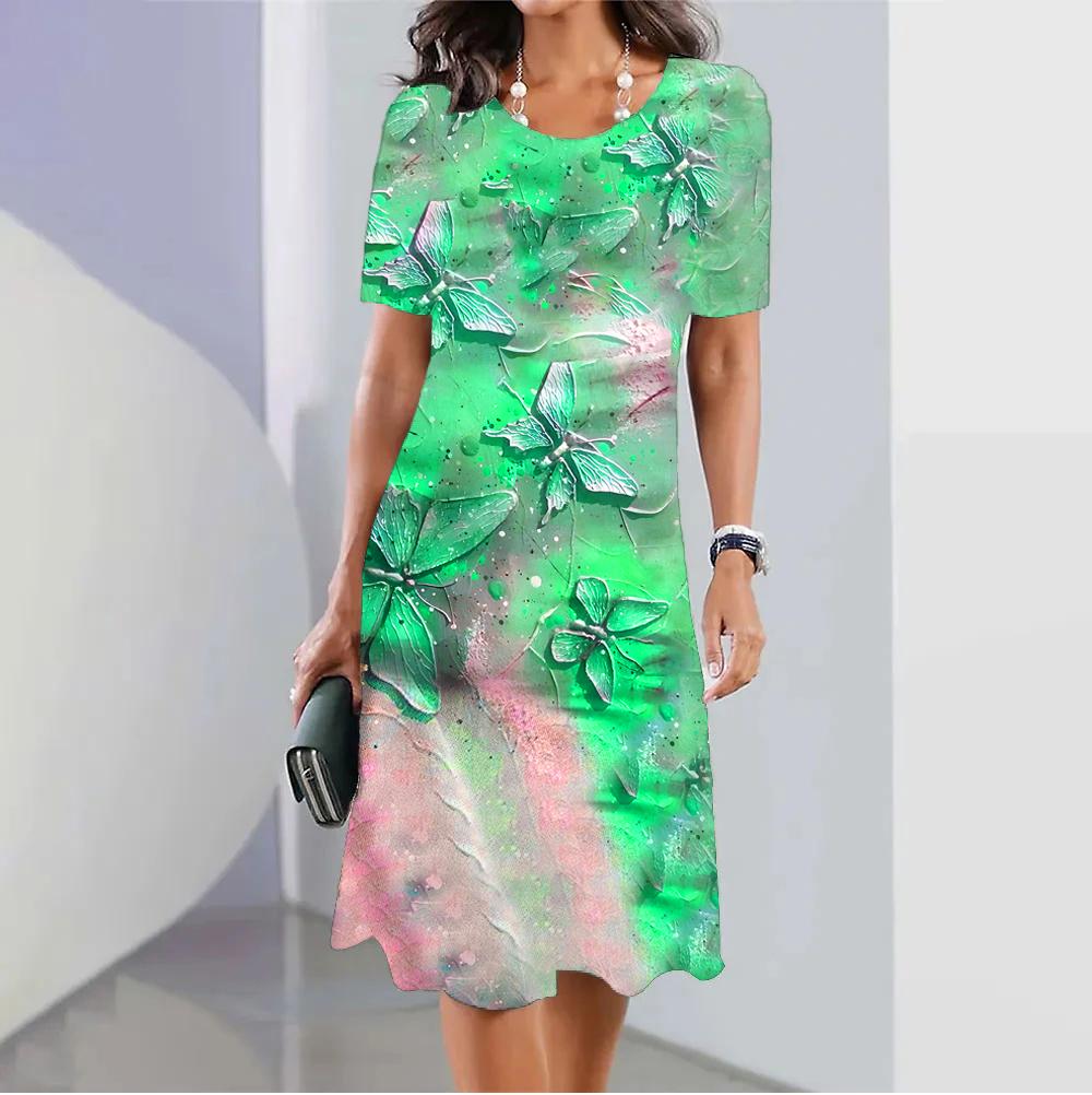 

Женские платья, юбка трапециевидной формы в русском этническом стиле с 3d принтом, повседневная модная одежда с цветами, летнее женское платье большого размера для отпуска 5XL