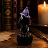 Festive Holiday Showcase Decor Halloween Pumpkin Witch Hat Black Cat Ornament, Resin Desktop Skeleton Charming Desk Ornament Statue, Creative Cartoon