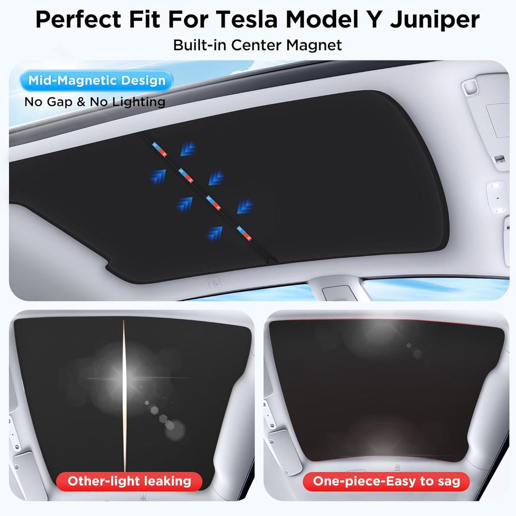 PDJN7 2026 For Tesla Model Y Juniper Sunshade Magnetic Suction Clip Sunroof Honeycomb Sunshades Model 3 Highland Skylight Accessory
