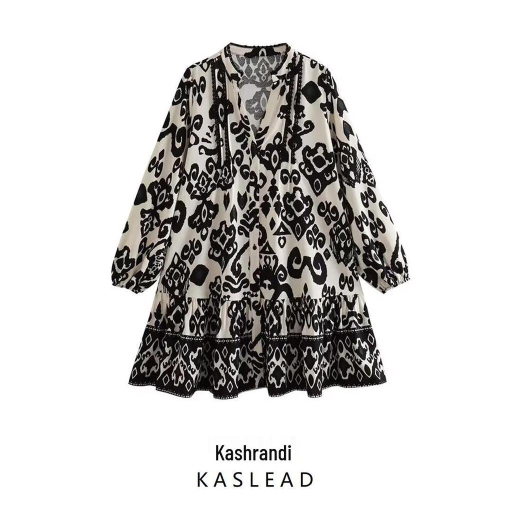 Spring 2025 Women's European-American Style Print Mini Dress