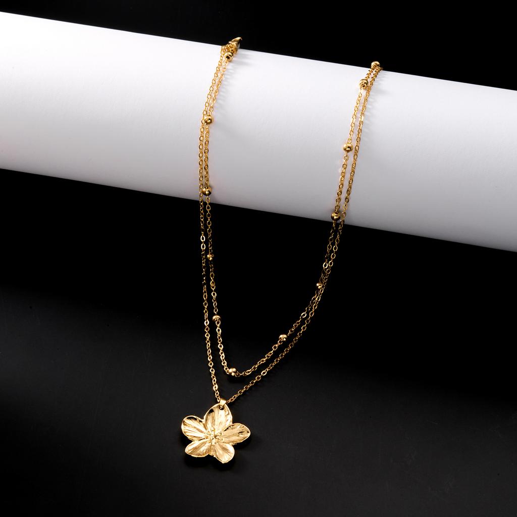Fashion Romantic 5 Petal Flower Pendant Necklace for Women Delicate Gold Color Floral Chain Perfect Valentine Jewelry Gift
