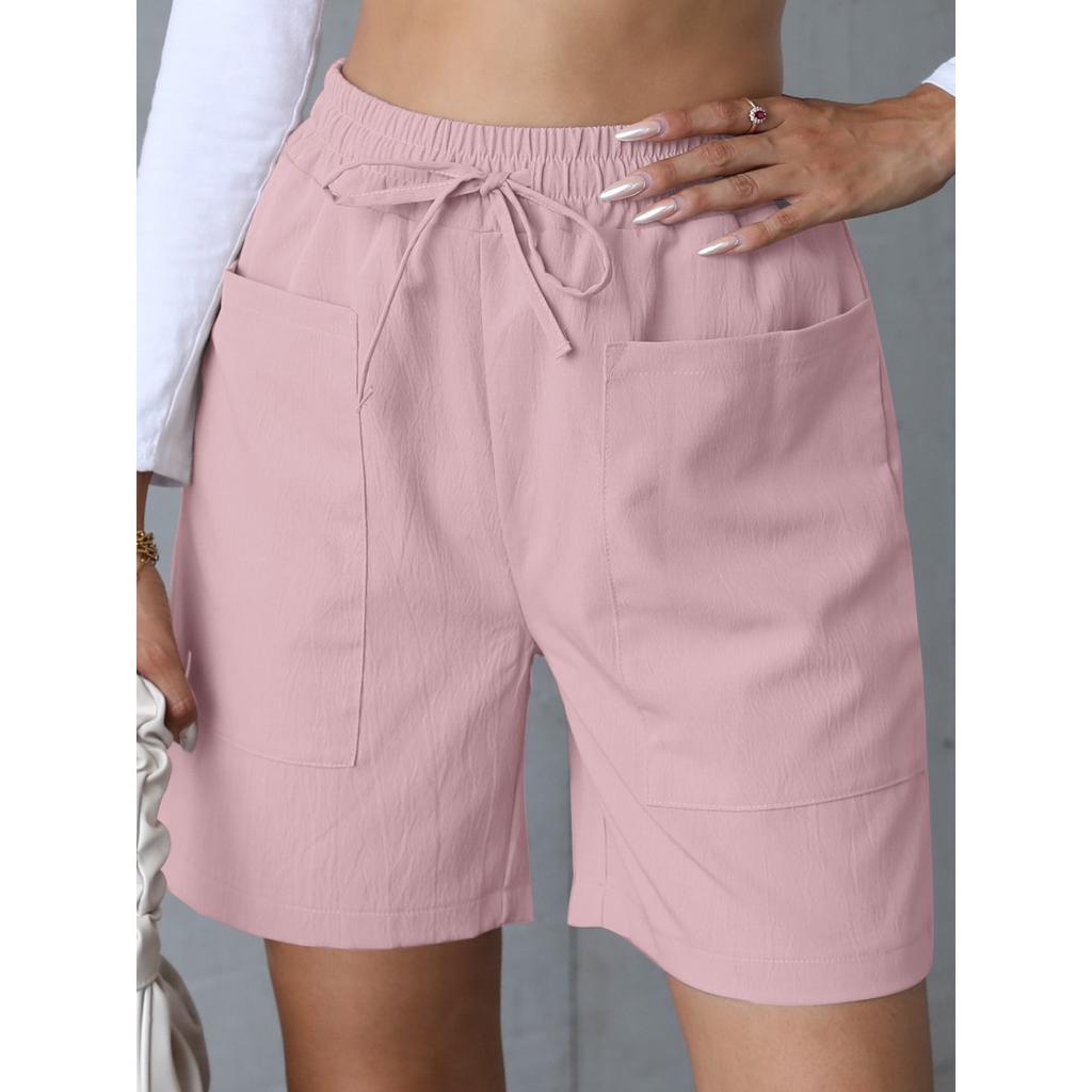 Summer New Style, Loose Fit, Linen, Casual Shorts, Solid Color, Plus Size, High Waist, Wide Leg Pants for Women