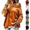 Women's Casual Long Sleeve Pullover Top Color Asymmetric Neckline Knit Blouse