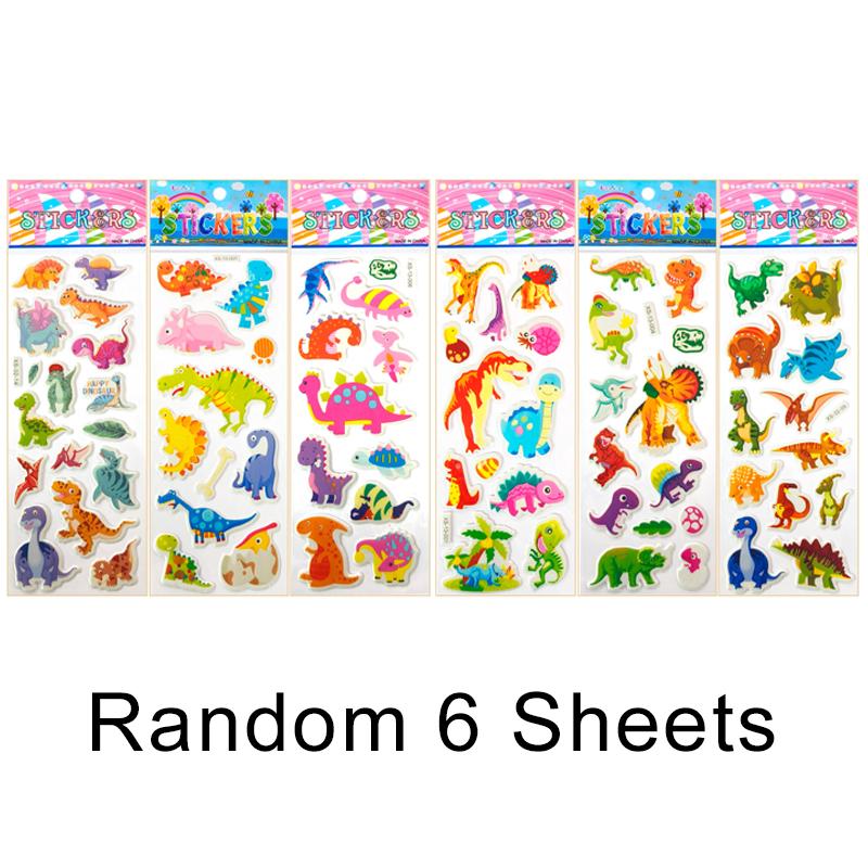 6 Sheets Puffy Stickers Cartoon 3D Bubble PVC Sticker Cartoon Animal  Insect Dinosaur Butterfly Flower Scrapbook Decorations ZYF