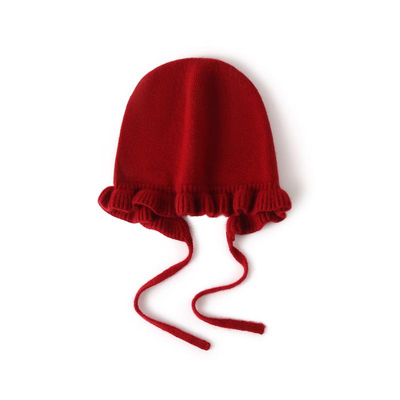 Pure Cashmere Autumn and Winter New Fashionable Contrasting Lace Cute and Stylish Knitted Hats for Boys and Girls