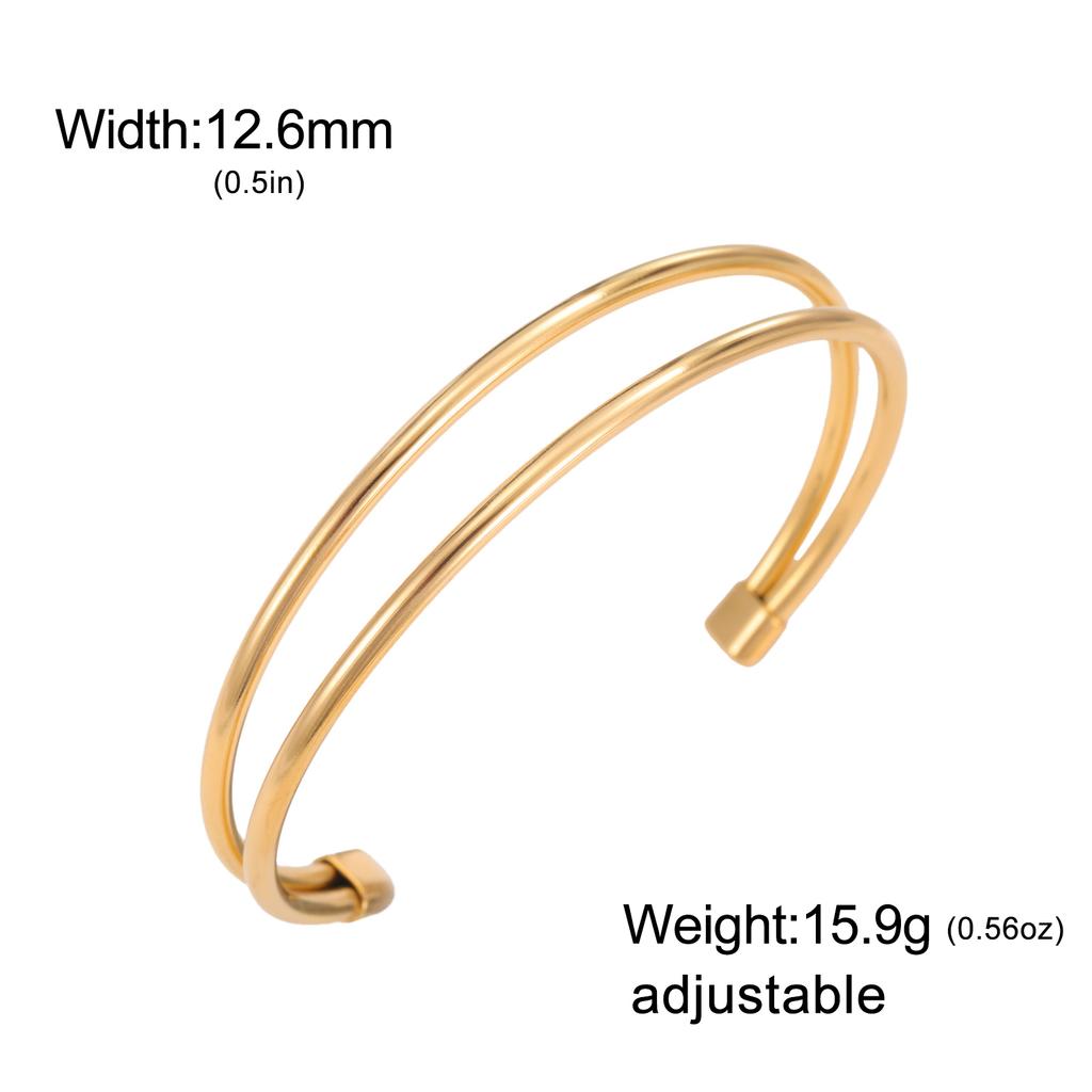 Cazador Minimalist Gold Plated Cuff Bracelets Stainless Steel Adjustable Women's Hand Bracelets Waterproof Jewelry Party Gift