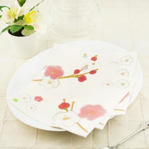 Frontier Paper Napkins, Red and White Plum Blossoms, PNK-036
