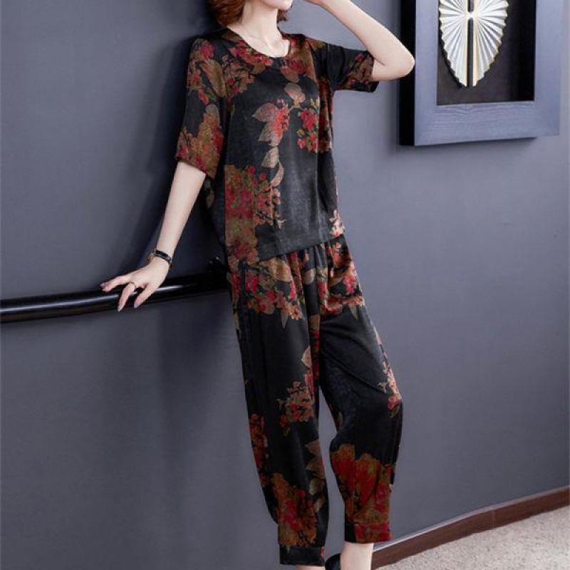 Fat Women's Huge Slimming Suit Women's Summer Loose-fitting Belly-covering Short-sleeved Two-piece Suit for Women
