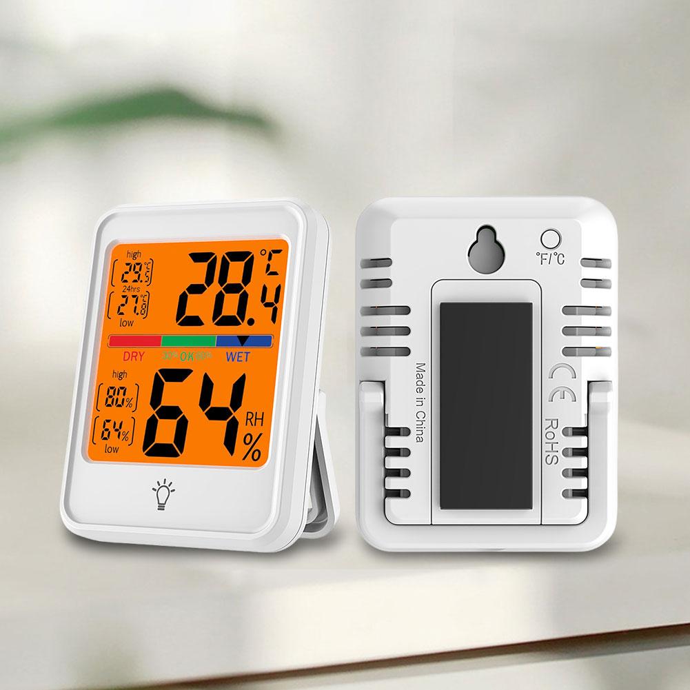 Indoor Thermometer Backlight Magnetic Thermometer Hygrometer Large Screen Temperature and Humidity Monitor for Home Office