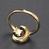 Star Moon Ring for Women Adjustable Micro Inlaid Zircon Gold Open Finger Accessories Female Jewelry Gift R605