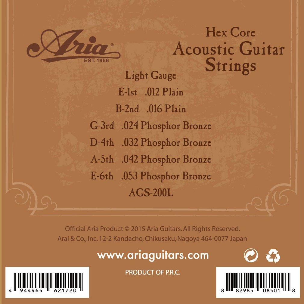 Aria Acoustic Guitar Folk Guitar Strings AGS-200L Light Phosphor Bronze