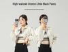 Women's 2025 High-Waisted Black Leggings - Elastic, Tight, Pencil Style for Spring