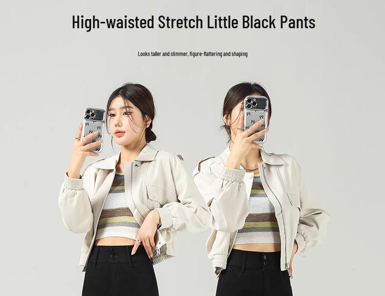 Women's 2025 High-Waisted Black Leggings - Elastic, Tight, Pencil Style for Spring