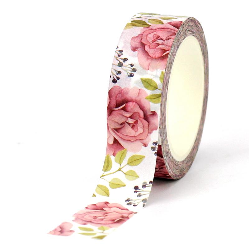 Bulk NEW 1PC 10M Decorative Lovely Flowers Leaves Washi Tapes Set for Scrapbooking Journal Masking Tape Kawaii Stationery