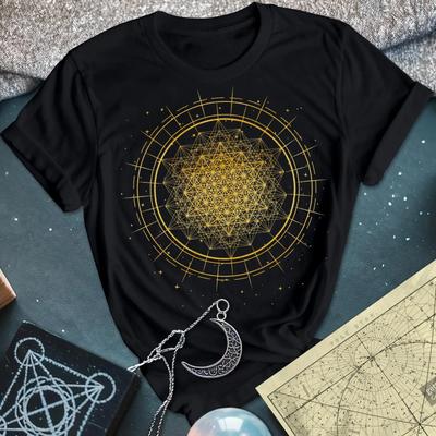Tetrahedron T Shirt Sacred Geometry Energy Symbol Vintage Top For Everyday Wear Comfortable Streetwear Casual Fashion