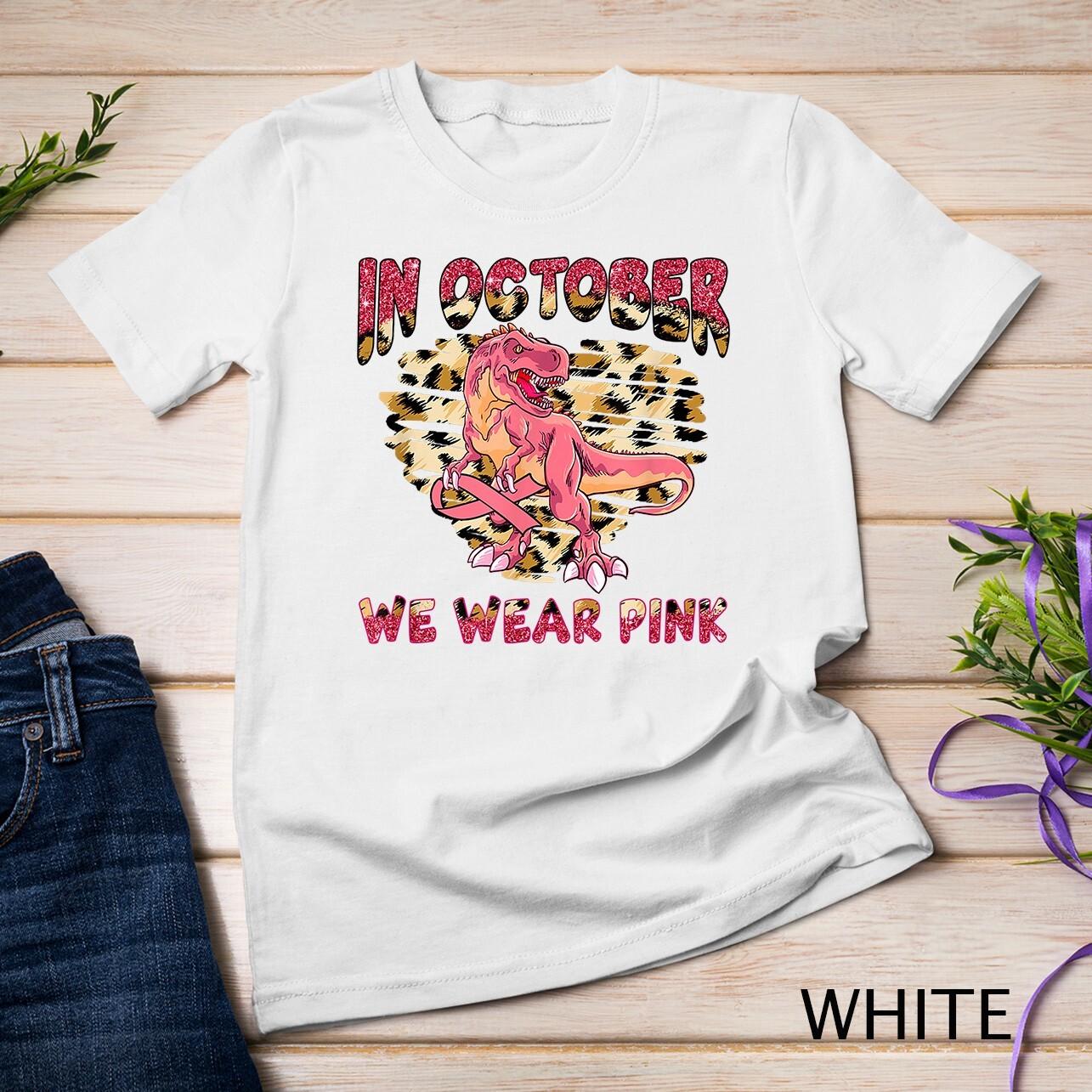 Breast Cancer Awareness Dinasaur Ribbon Unisex T-Shirt Mens Womens Tees Top 2XL