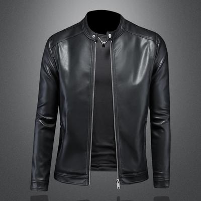 I Nowy Styl Dwustronna Skórzana Kurtka Męska Business Casual Moda Luźna Skórzana Kurtka Motocyklowa Slim Fit Odzież Wierzchnia 7802
