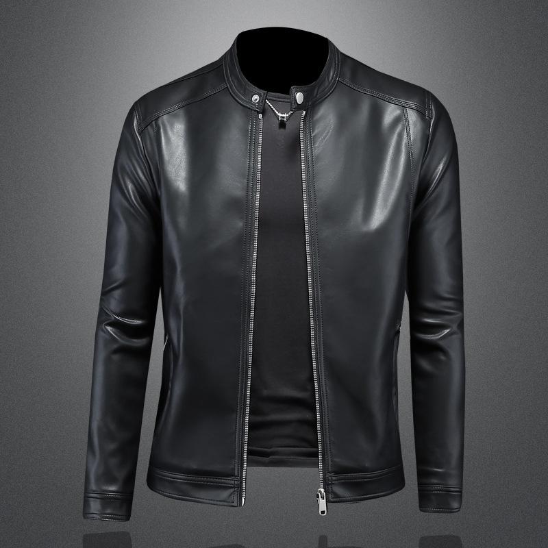 And New Style Reversible Leather Jacket Mens Business Casual Fashion Loose Motorcycle Leather Jacket Slim Fit Outerwear 7802