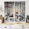 Christmas Snowman Curtains Trees Birds Polyester Fabric Perfect Living Room Decoration Curtain Machine Washable For Great
