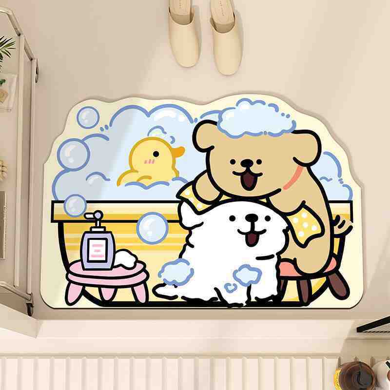 Cartoon Diatom Mud Floor Mat, Anti-Skid Pad At The Door Of The Bathroom, Dirt-Resistant, Wear-Resistant And Easy To Take Care Of, Cartoon Absorbent