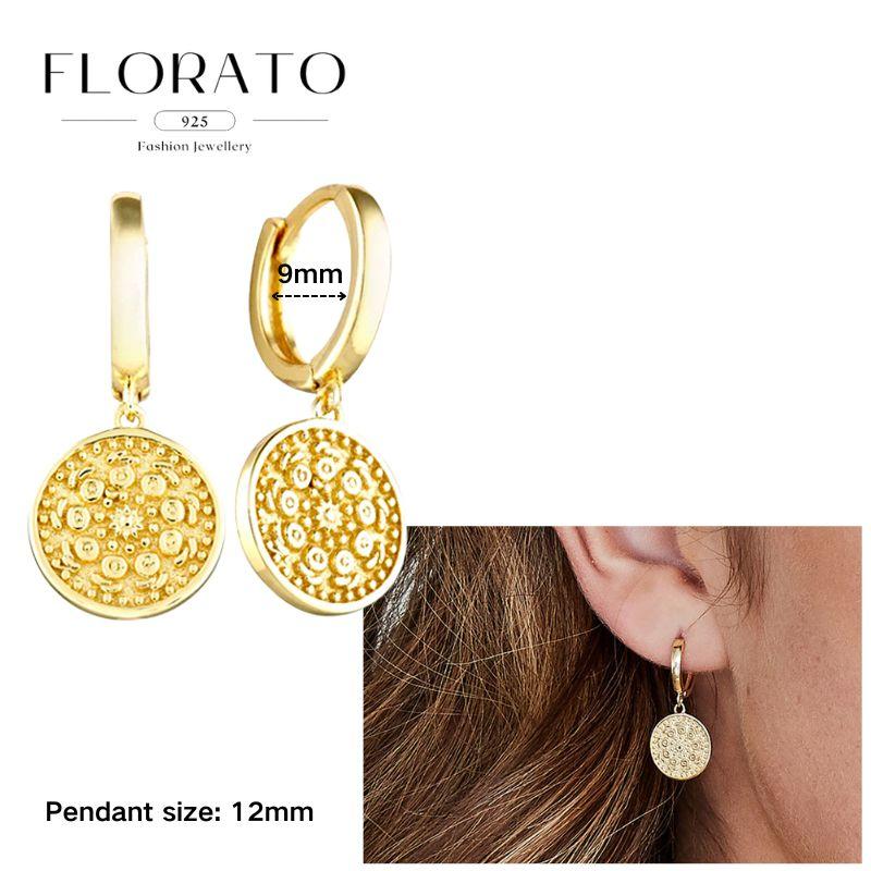 Evil Eye 925 Silver Ear Needle Exquisite Shell Zircon Retro Geometric Pendant Earrings for Women Fashion Party Jewelry