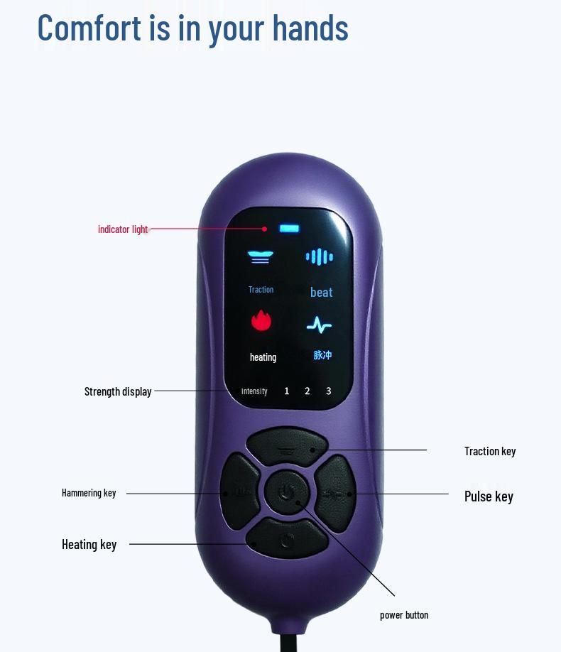 Portable Electric Lumbar Massager with Traction, Heating & Percussion