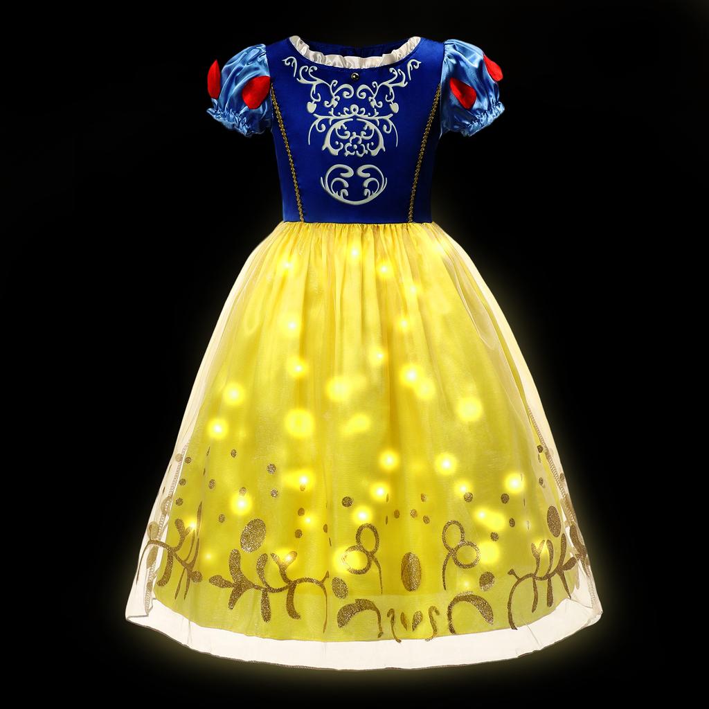 Vestito LED Luminoso per Bambina Ragazza Bambini Viola Verde Costume Cosplay Carnevale Festa di Compleanno Vestiti Costume di Halloween Abito da Ballo