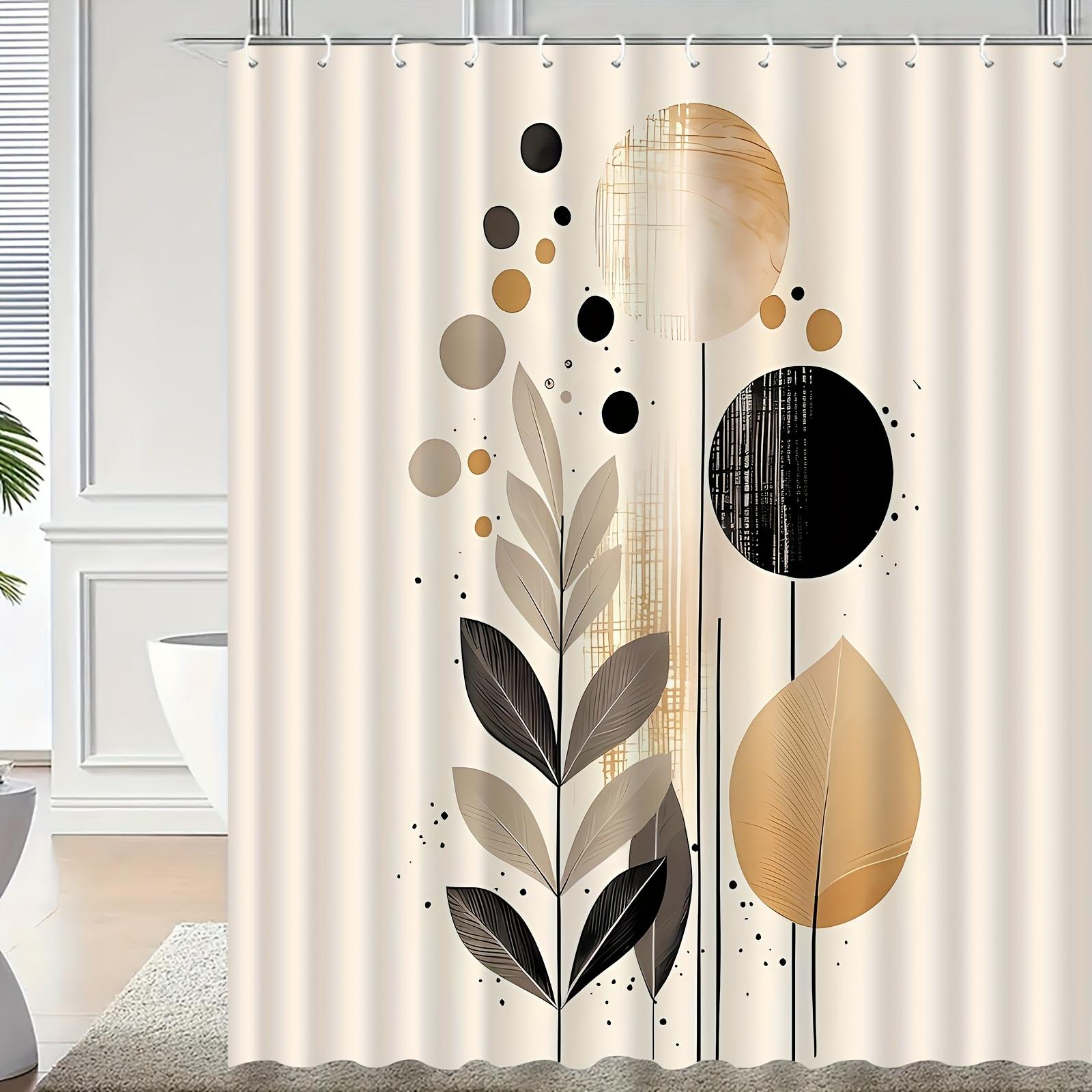 

1Pc Art Leaf Pattern Printed Shower Curtain, Suitable For Home Bathroom Decoration, With Polyester Fabric Bathtub Window Curtain W60H190(CM)-1 Pcs