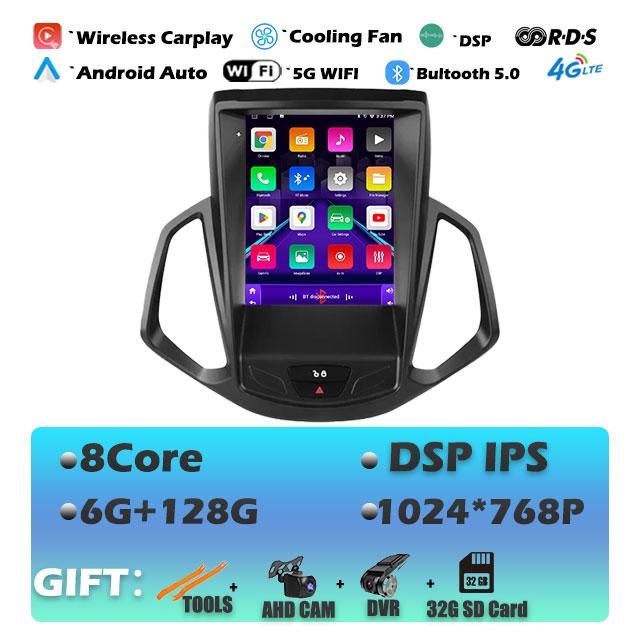 9.7 Lnch For Ford EcoSport 2013-2017 Android 14 Car Radio Auto Multimedia Player IPS Tesla Vertical GPS Carplay Stereo DVR