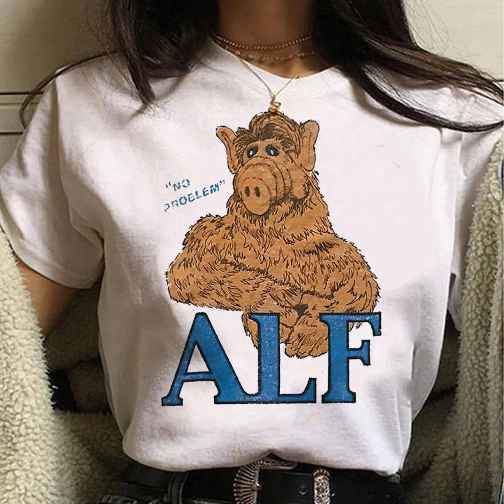 Alf Printed Y2K Tshirt Women 90s Trend New FeUnisex Tee Fashion Cartoon Short Sleeve T Shirt Graphic Top Print Ladies Clothing