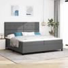 Box Spring Bed with Headboard Dark Gray 200 x 200 cm Fabric