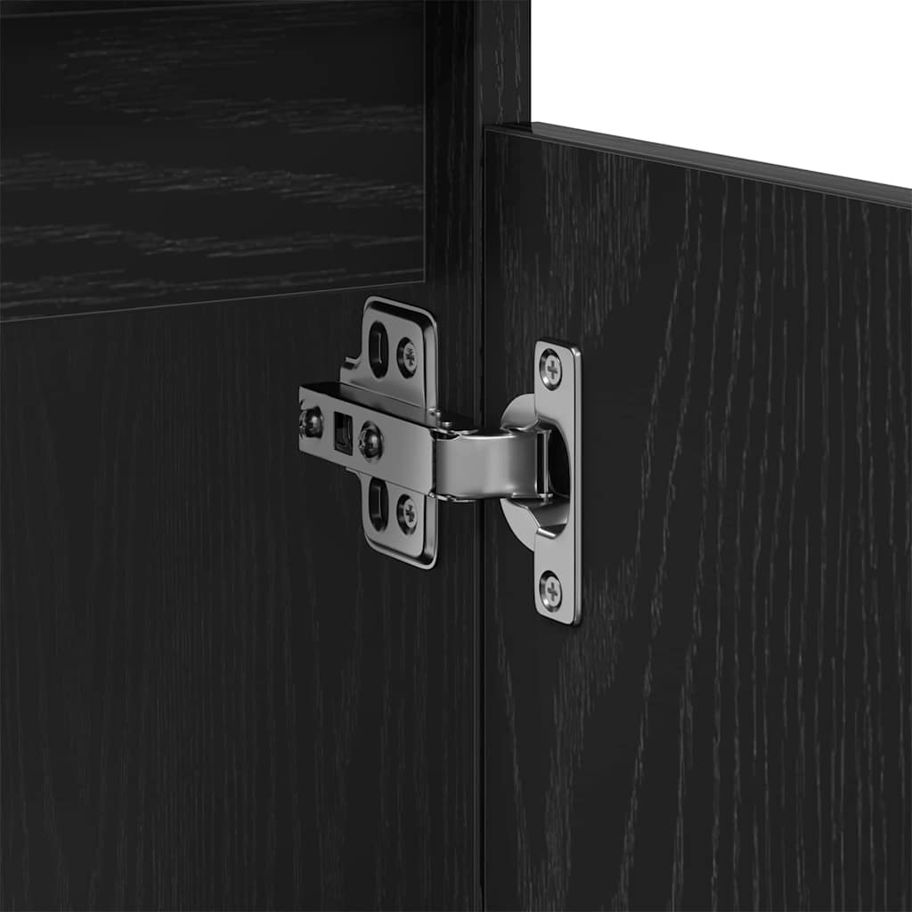 Wall Mounted Bathroom Sink Cabinet with Door Black Oak Effect 58 X 33 X 60 Cm