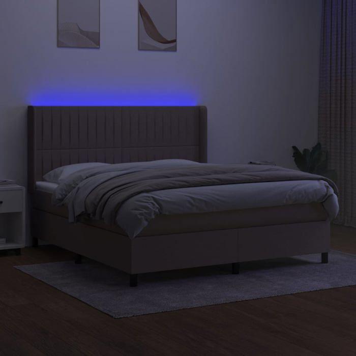 VidaXL Slatted Bed Base with Mattress and LED, Upholstered Bed, Double Bed, Adult Bedroom Interior Bed, 3138489