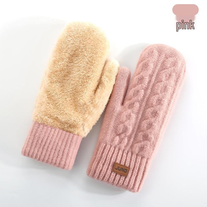 Sıcak Kış Çift Katmanlı Polar Astarlı Örgü Binicilik Eldivenleri