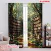 2pcs Drapes Fantasy Bookshelf Forest Blackout Polyester Festive Holiday Use for Indoor Celebrations
