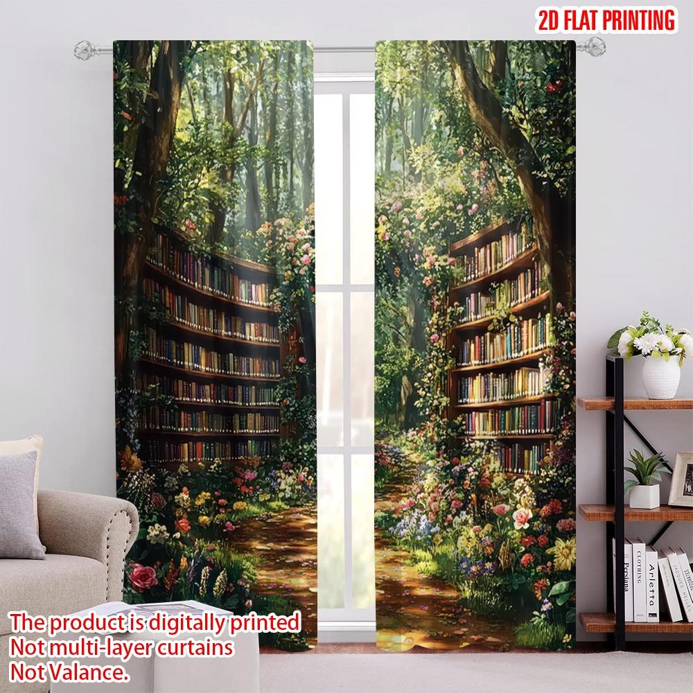 

2 шт. Драпировки Фэнтезийный книжный шкаф Лес Блэкаут Полиэстер Праздничное использование для внутренних торжеств 52.50 × 116.00 cm 2 pcs
