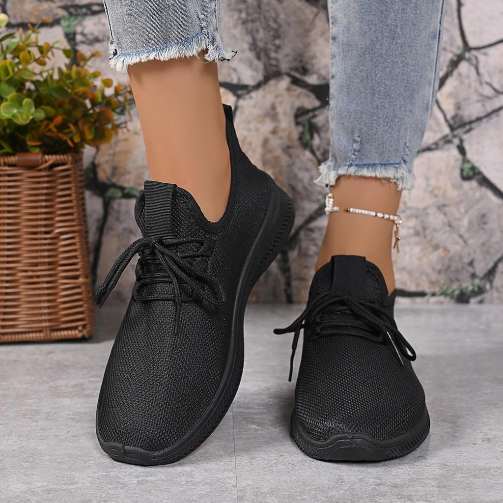 Fashionable And Comfortable Thick Soled Casual Women'S Shoes Spring And Autumn Solid Color Breathable Round Toe Sports Shoes