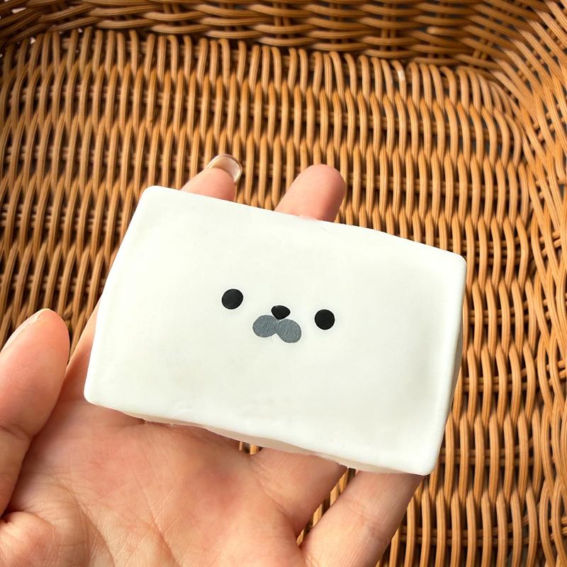 Cute Square Seal Squeeze Toy Soft Slow Rising Stress Relief Toy Kawaii Design For Kids Adults Gifts Home Office Use