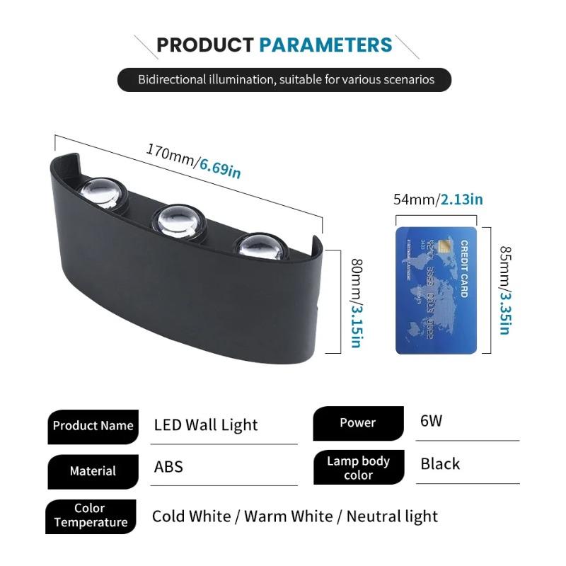 6W LED Wall Light Outdoor Waterproof Garden Fence Indoor Stylish Wall Lamp for Bedroom Bedside Room Hallway Staircase Decor