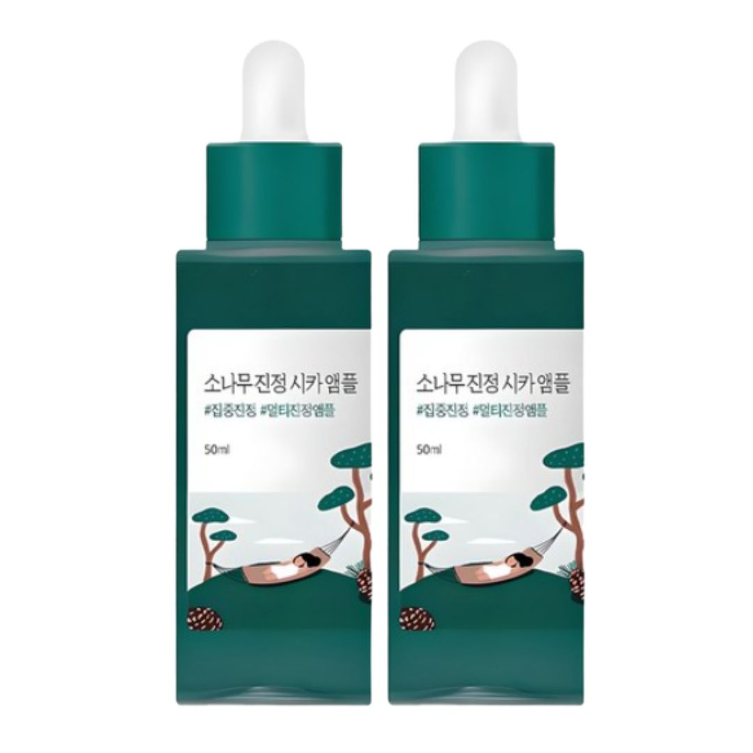 ROUND LAB Pine Cica Soothing Ampoule Calming Repair Serum 50ml x2