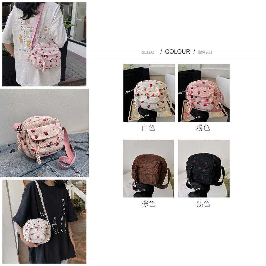 Stylish Fashionable Corduroy Round Crossbody Bag Trendy Everyday Medium Size
