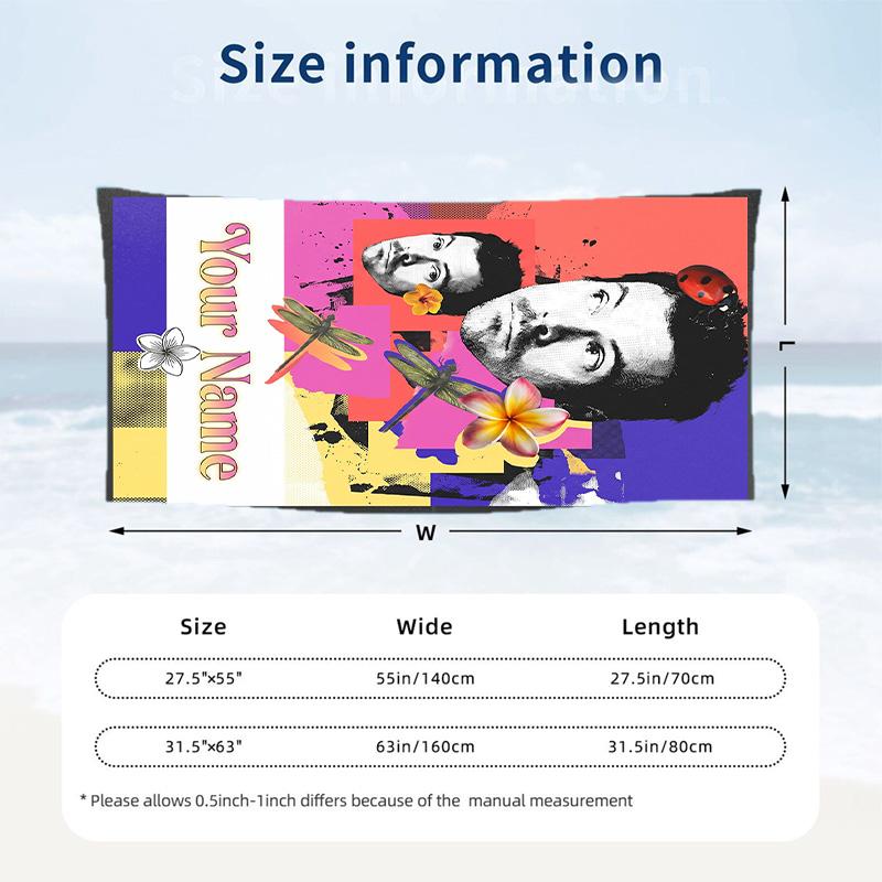 Harry Styles Beach Towel, Personalized Custom Name Text, Quick Dry Large Absorbent Towel For Beach Pool