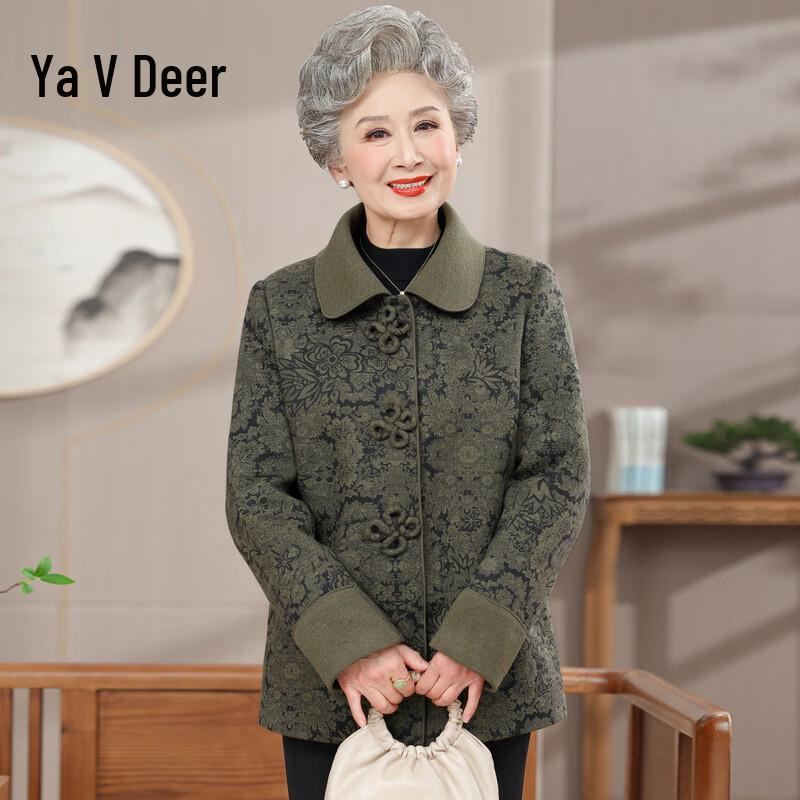 

Yalu Women s Lapel Long Sleeve Jacket for Elderly 2XL