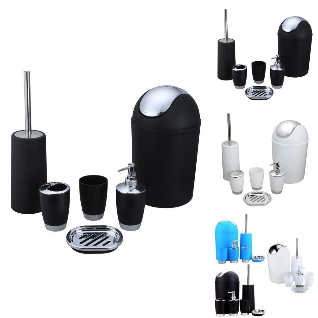 Badezimmer-Accessoires-Set Sechs Teile Kunststoff Waschraum-Kollektion mit Zahnbürstenhalter für Geschenk und Büro