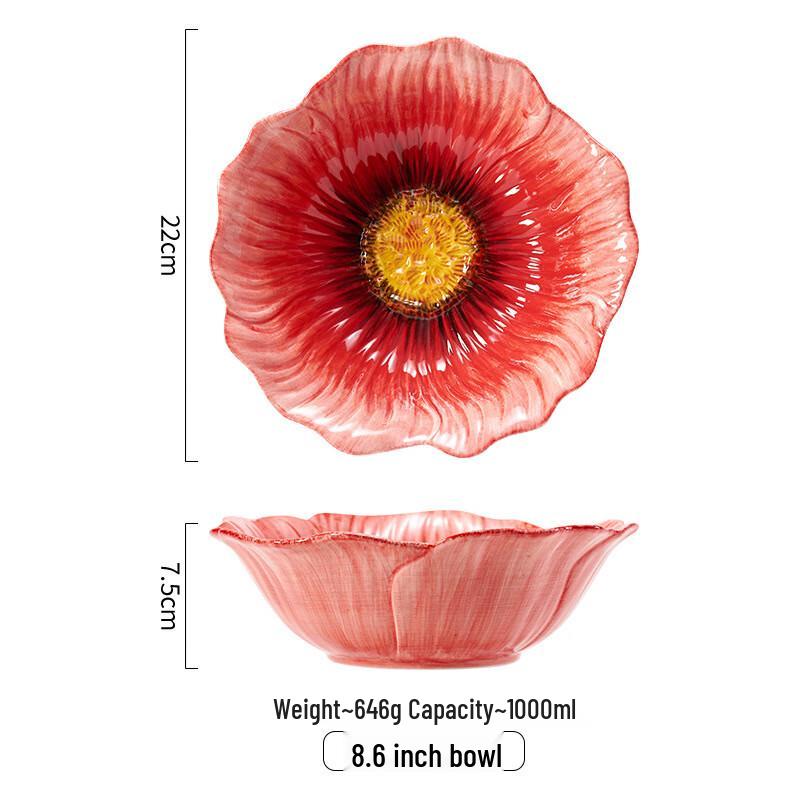 

ZISIZ Red Poppy Ceramic Bowl