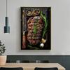 Delicious Grilled Tomahawk Steak Posters Retro Meat Cuts Steak Guide BBQ Prints Canvas Painting Wall Pictures Home Kitchen Decor